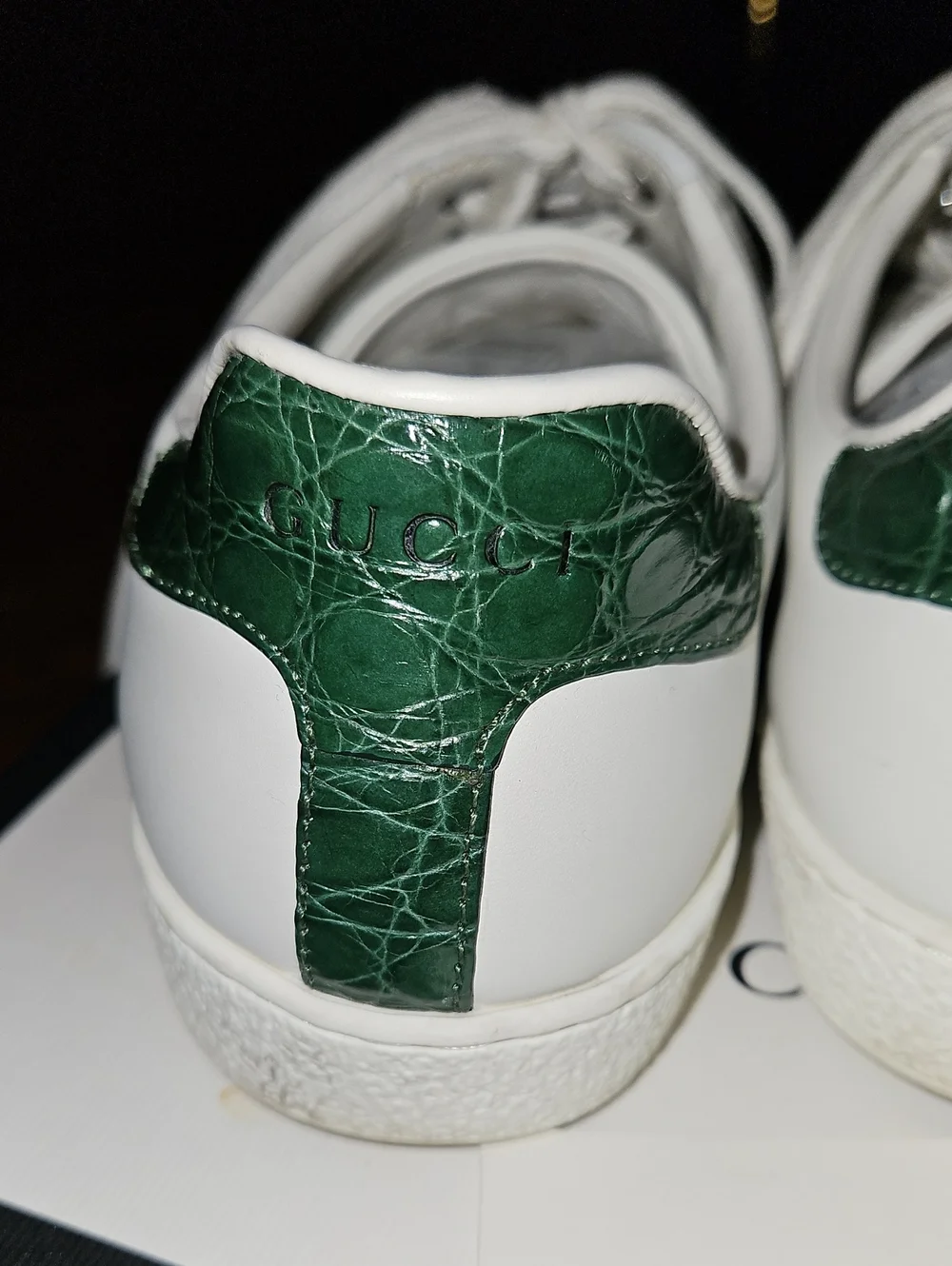 Gucci Ace White Leather Sneakers with Green & Red Web Stripe
